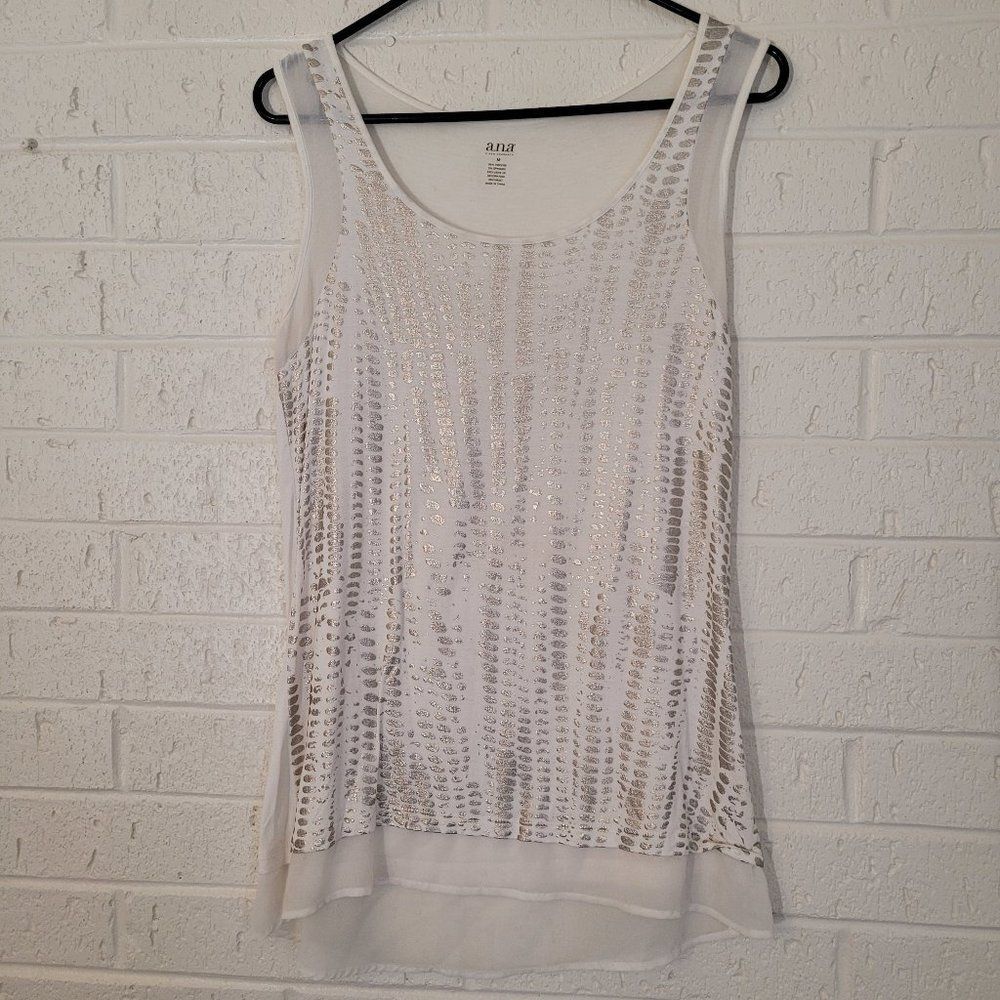 ana white & silver metallic alligator print tank party blouse